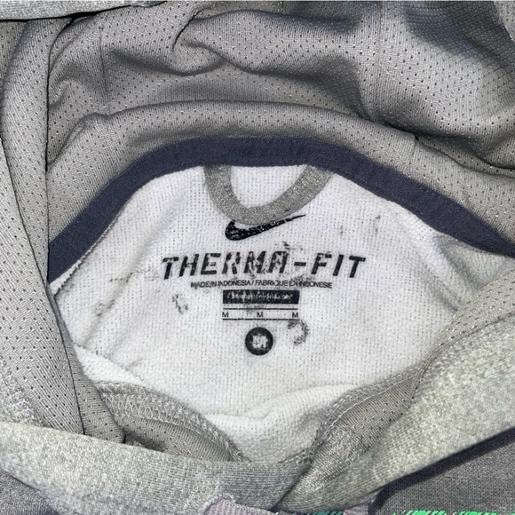 Nike Hoodie Sweater M Gray Therma Fit Pocket Fleece Logo - Picture 6 of 7